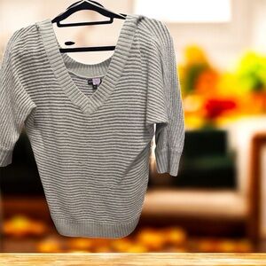 Express Light Gray V-Neck Sweater